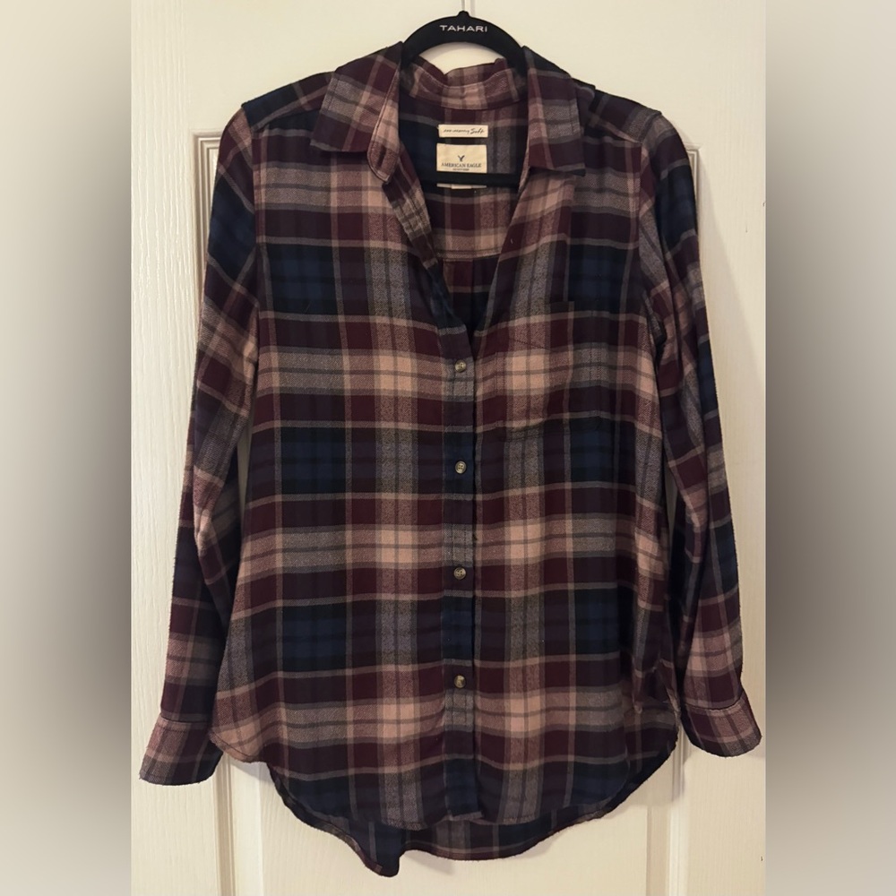 Tahari Plaid Shirt with Rich Tones